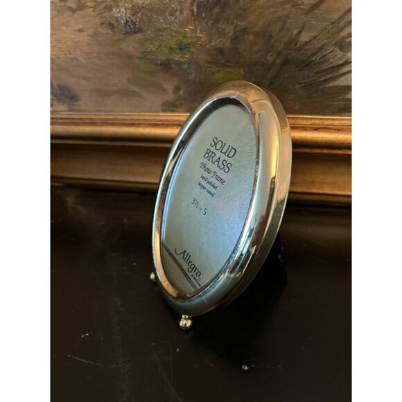 Solid Brass Oval Photo Frame Hand Polished Lacquer Coated 3.5" X 5" Allegro - Picture 3 of 7
